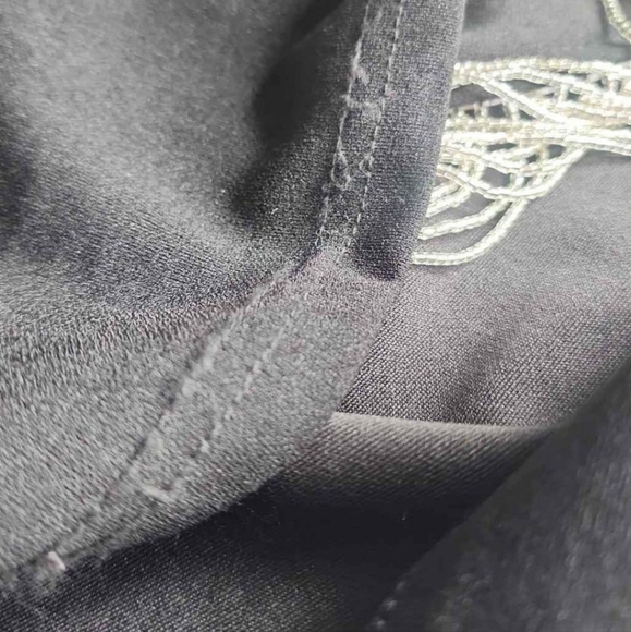 FINAL PRICE⚡️Sexy One Shoulder Beaded Fringe High Slit Coctail Dress sz 4-6 - Picture 8 of 9